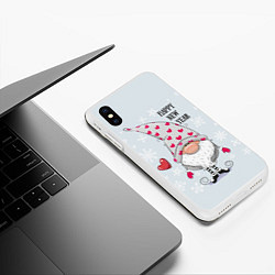 Чехол iPhone XS Max матовый Гном год, цвет: 3D-белый — фото 2