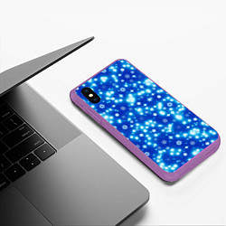 Чехол iPhone XS Max матовый Сверкающие снежинки, цвет: 3D-фиолетовый — фото 2