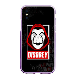 Чехол iPhone XS Max матовый LA CASA DE PAPEL DISOBEY БУМАЖНЫЙ ДОМ, цвет: 3D-сиреневый