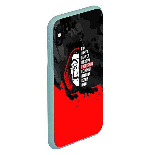 Чехол iPhone XS Max матовый La Casa de Papel Professor / 3D-Мятный – фото 2