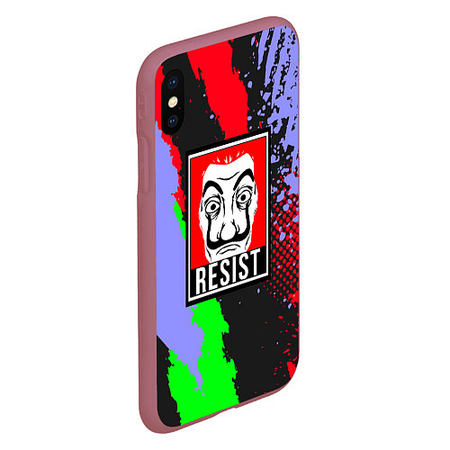 Чехол iPhone XS Max матовый La Casa de Papel Resist / 3D-Малиновый – фото 2