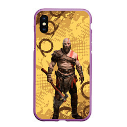 Чехол iPhone XS Max матовый God of War Kratos Год оф Вар Кратос, цвет: 3D-фиолетовый