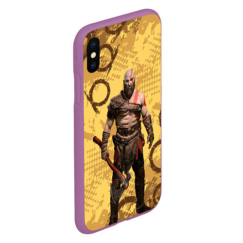 Чехол iPhone XS Max матовый God of War Kratos Год оф Вар Кратос / 3D-Фиолетовый – фото 2