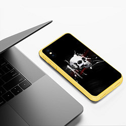 Чехол iPhone XS Max матовый Череп Красно-черный, цвет: 3D-желтый — фото 2