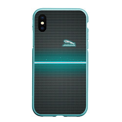 Чехол iPhone XS Max матовый Jaguar blue neon theme, цвет: 3D-мятный