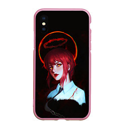 Чехол iPhone XS Max матовый Макима кровавый ангел Человек бензопила, цвет: 3D-розовый