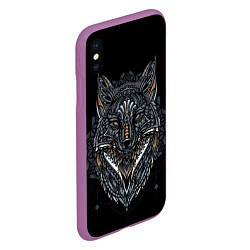 Чехол iPhone XS Max матовый ЭТНИЧЕСКАЯ ЛИСА FOX ABSTRACT, цвет: 3D-фиолетовый — фото 2