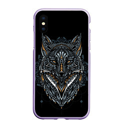 Чехол iPhone XS Max матовый ЭТНИЧЕСКАЯ ЛИСА FOX ABSTRACT, цвет: 3D-светло-сиреневый