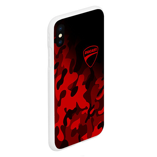 Чехол iPhone XS Max матовый DUCATY RED MILITARY ДУКАТИ МИЛИТАРИ / 3D-Белый – фото 2