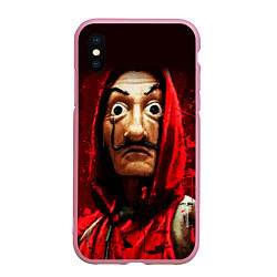 Чехол iPhone XS Max матовый БУМАЖНЫЙ ДОМ БРЫЗГИ КРАСОК - LA CASA DE PAPEL, цвет: 3D-розовый