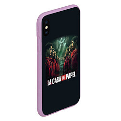 Чехол iPhone XS Max матовый ПЕРСОНАЖИ БУМАЖНЫЙ ДОМ - LA CASA DE PAPEL, цвет: 3D-сиреневый — фото 2