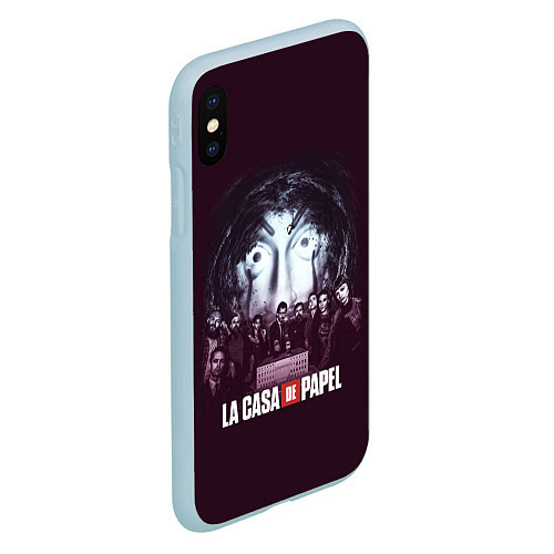 Чехол iPhone XS Max матовый БУМАЖНЫЙ ДОМ ПЕРСОНАЖИ - LA CASA DE PAPEL / 3D-Голубой – фото 2