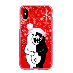 Чехол iPhone XS Max матовый НОВОГОДНИЙ MONOKUMA, цвет: 3D-розовый