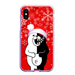 Чехол iPhone XS Max матовый НОВОГОДНИЙ MONOKUMA, цвет: 3D-сиреневый