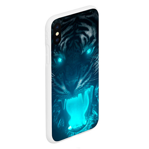 Чехол iPhone XS Max матовый Неоновый водяной тигр 2022 / 3D-Белый – фото 2