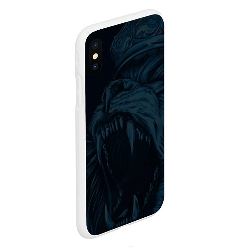 Чехол iPhone XS Max матовый Zenit lion dark theme / 3D-Белый – фото 2