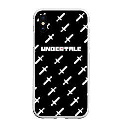 Чехол iPhone XS Max матовый UNDERTALE LOGO СРАЖЕНИЕ, МЕЧИ