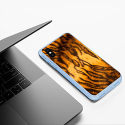 Чехол iPhone XS Max матовый Шкура тигра 2022, цвет: 3D-голубой — фото 2