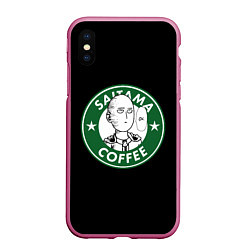 Чехол iPhone XS Max матовый ONE-PUNCH MAN OK COFFEE, цвет: 3D-малиновый