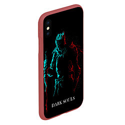 Чехол iPhone XS Max матовый Dark Souls NEON Силуэт, цвет: 3D-красный — фото 2