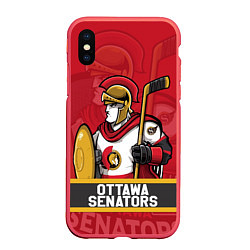 Чехол iPhone XS Max матовый Оттава Сенаторз, Ottawa Senators, цвет: 3D-красный