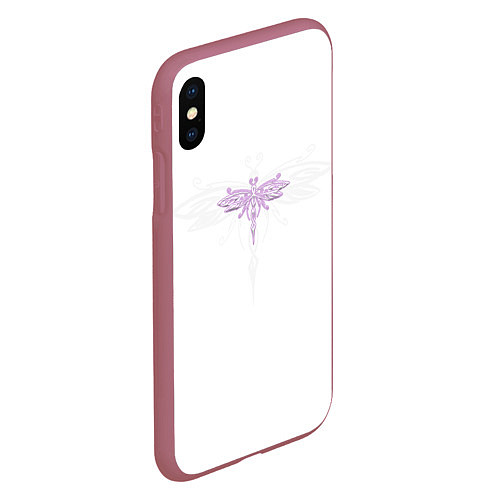 Чехол iPhone XS Max матовый Стрекоза Violet Neon Theme / 3D-Малиновый – фото 2