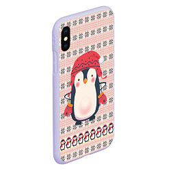 Чехол iPhone XS Max матовый Милый пингвин в шапочке и варежках, цвет: 3D-светло-сиреневый — фото 2
