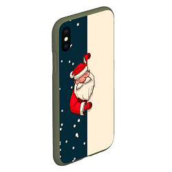 Чехол iPhone XS Max матовый Happy New Year Дед Мороз, цвет: 3D-темно-зеленый — фото 2