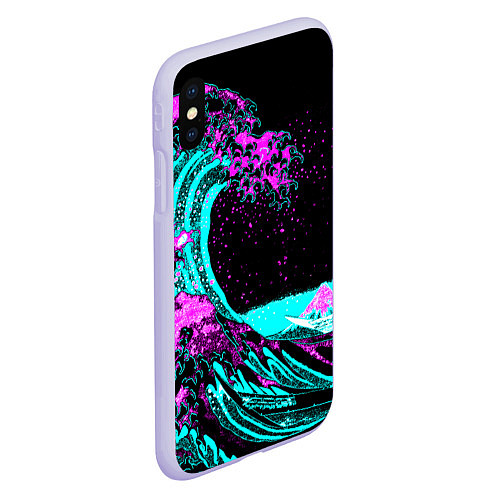 Чехол iPhone XS Max матовый НЕОНОВАЯ ЯПОНИЯ, ВОЛНА, ФУДЗИЯМА NEON JAPAN / 3D-Светло-сиреневый – фото 2