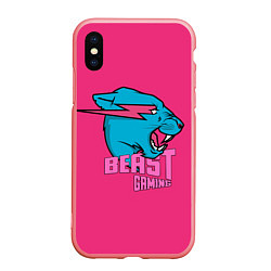 Чехол iPhone XS Max матовый Mr Beast Gaming Full Print Pink edition