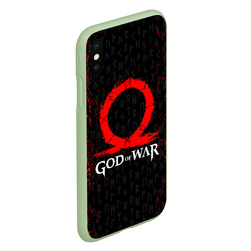 Чехол iPhone XS Max матовый GOD OF WAR КРАТОС ЛОГО / 3D-Салатовый – фото 2