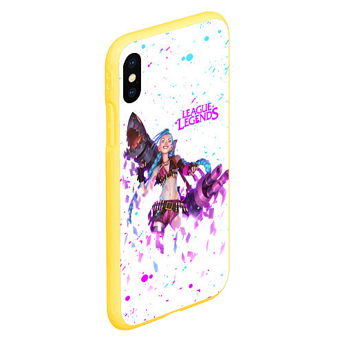 Чехол iPhone XS Max матовый JINX ARCANE, БРЫЗГИ КРАСОК / 3D-Желтый – фото 2