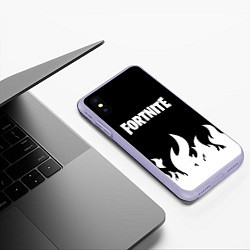 Чехол iPhone XS Max матовый Fortnite Огонь, цвет: 3D-светло-сиреневый — фото 2