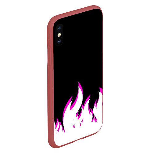 Чехол iPhone XS Max матовый Розовое Пламя / 3D-Красный – фото 2