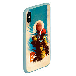 Чехол iPhone XS Max матовый One Punch-Man Эпичный Сайтама, цвет: 3D-мятный — фото 2