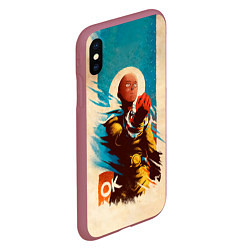 Чехол iPhone XS Max матовый One Punch-Man Эпичный Сайтама, цвет: 3D-малиновый — фото 2