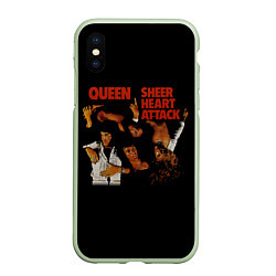 Чехол iPhone XS Max матовый Sheer Heart Attack - Queen, цвет: 3D-салатовый