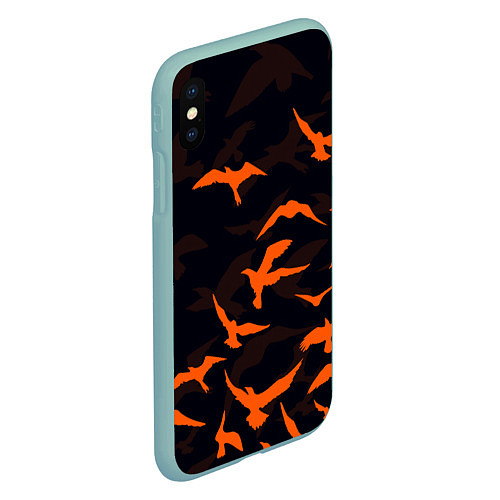 Чехол iPhone XS Max матовый Стая Воронов / 3D-Мятный – фото 2