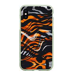 Чехол iPhone XS Max матовый Окрас тигра, цвет: 3D-салатовый
