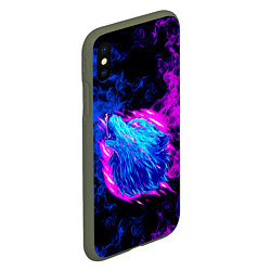 Чехол iPhone XS Max матовый Волк Неоновый, цвет: 3D-темно-зеленый — фото 2