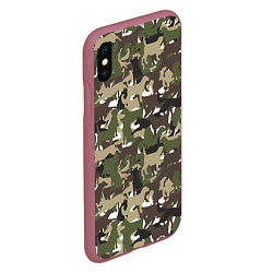 Чехол iPhone XS Max матовый Камуфляж из Собак Camouflage, цвет: 3D-малиновый — фото 2