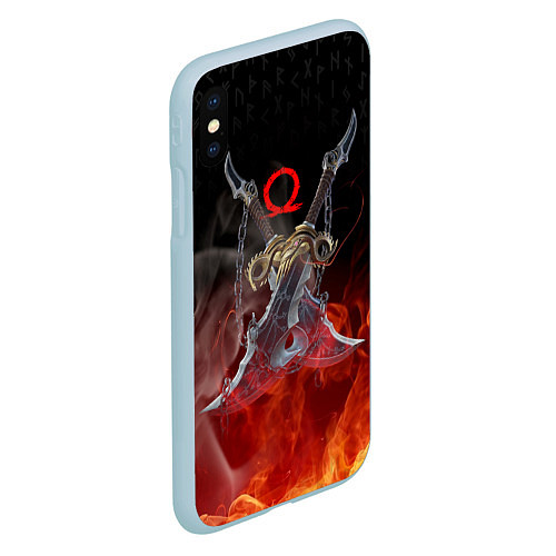 Чехол iPhone XS Max матовый МЕЧИ КРАТОСА, БОГ ВОЙНЫ / 3D-Голубой – фото 2