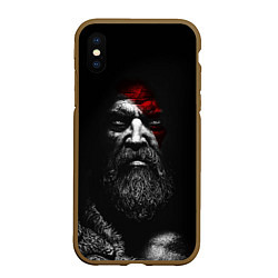 Чехол iPhone XS Max матовый ЛИЦО КРАТОСА, БОГ ВОЙНЫ GOD OF WAR, цвет: 3D-коричневый