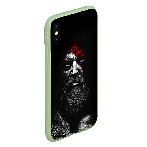 Чехол iPhone XS Max матовый ЛИЦО КРАТОСА, БОГ ВОЙНЫ GOD OF WAR / 3D-Салатовый – фото 2