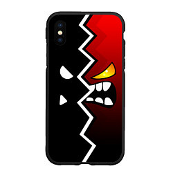 Чехол iPhone XS Max матовый Geometry Dash: Black x Red, цвет: 3D-черный
