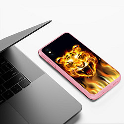 Чехол iPhone XS Max матовый Тигр В Пламени, цвет: 3D-баблгам — фото 2