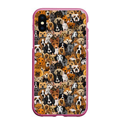 Чехол iPhone XS Max матовый Собаки Разные Породы, цвет: 3D-малиновый
