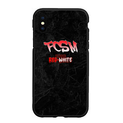 Чехол iPhone XS Max матовый Born to be red-white