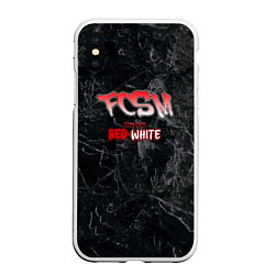 Чехол iPhone XS Max матовый Born to be red-white