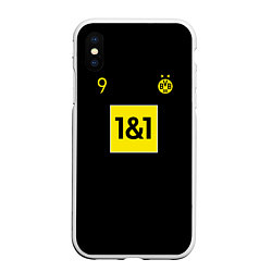 Чехол iPhone XS Max матовый Haaland 9 - Borussia Dortmund, цвет: 3D-белый